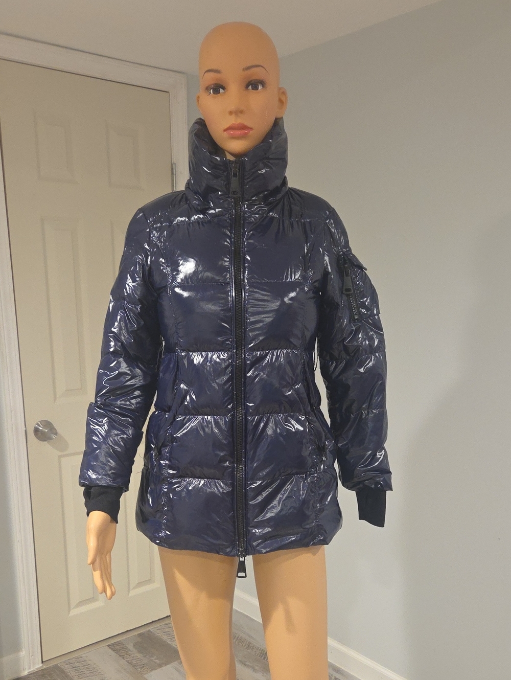 SAM. Glossy Navy Puffer Coat for Kids